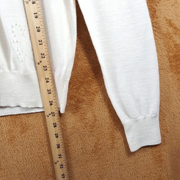 MARNI Sweater Mens Size 48 Ivory Pullover VNeck Fine Wool Flowers $895 - Picture 9 of 10